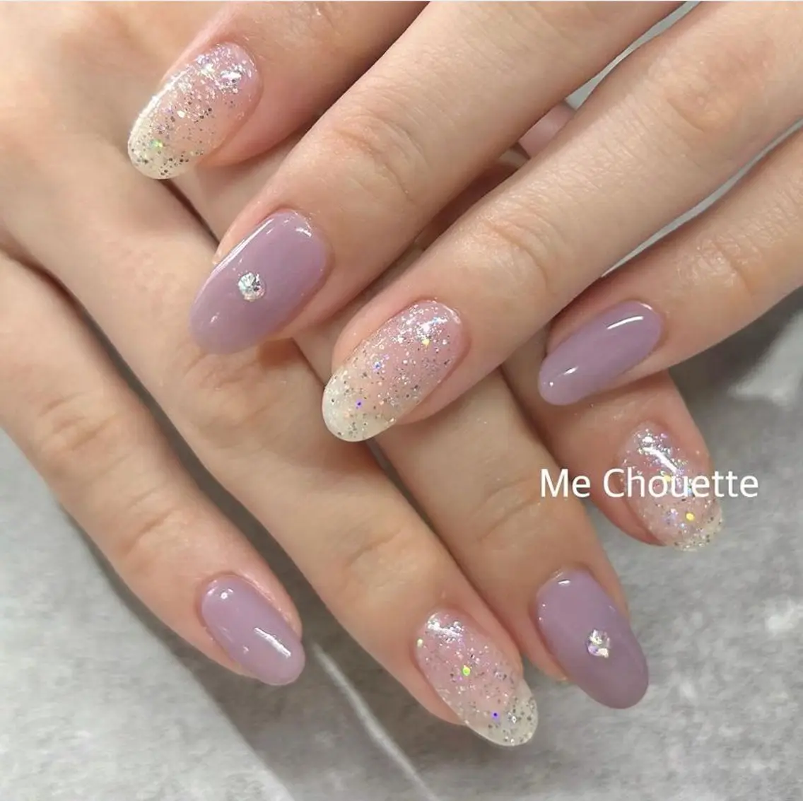 ネイル ワンカラーネイル ストーンネイル MeChouette ネイルのネイルデザイン