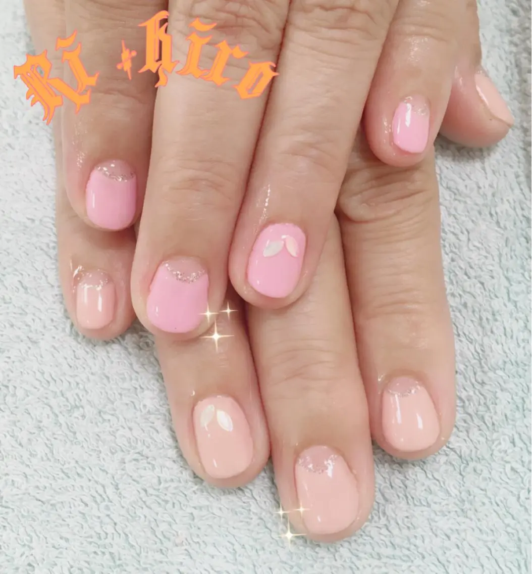 ネイル フレンチネイル ラメ(グリッター) 逆フレンチ HIRATA RIEのネイルデザイン