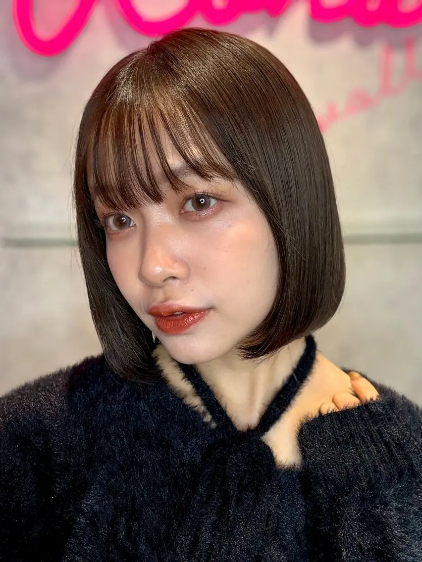 ショート カラー 切りっぱなしボブ ボブ くせ毛 髪質改善 韓国風ヘア カット ヘアカラー 縮毛矯正 トリートメント 🌹艶ボブの達人🌹 SYOHEIのヘアスタイル