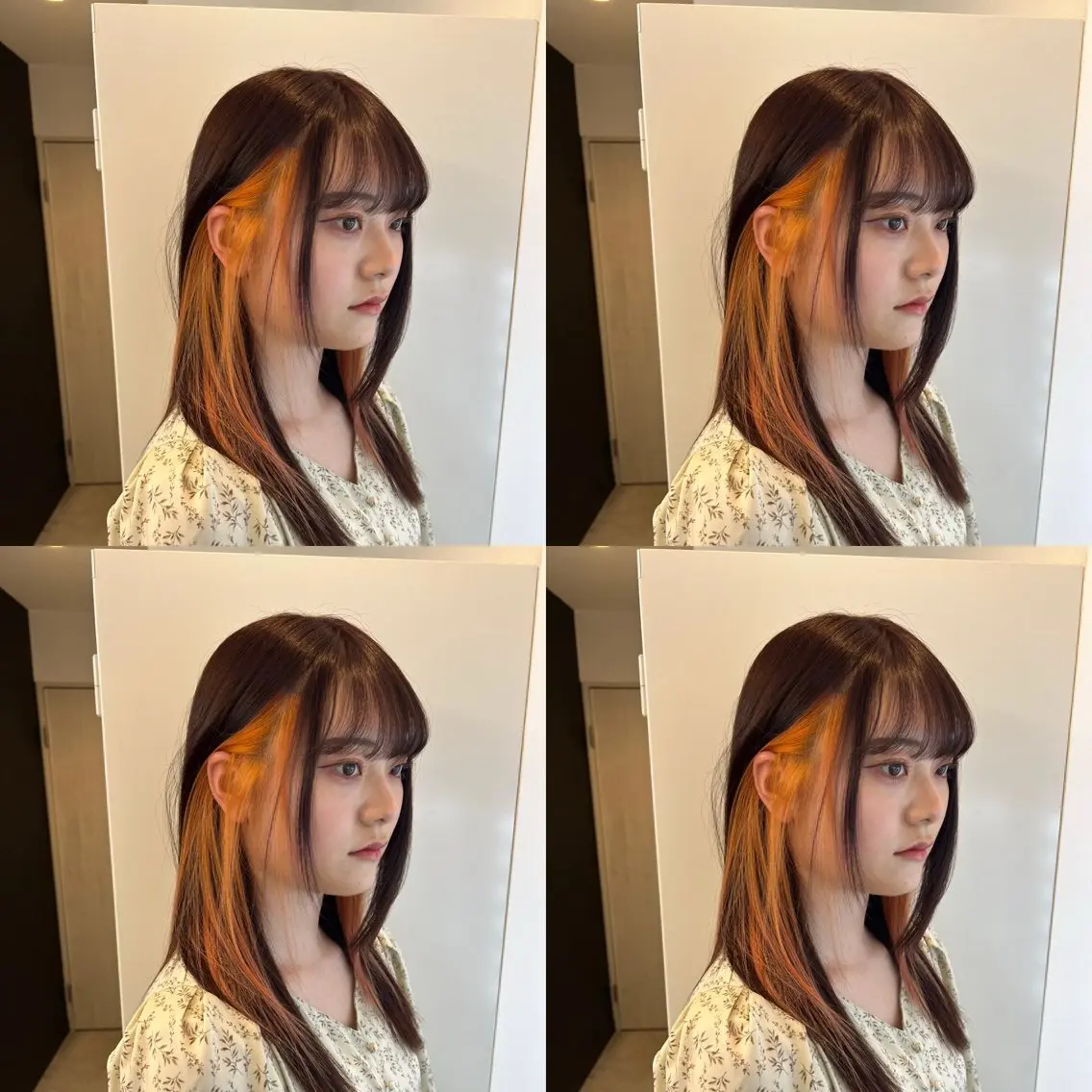 セミロング カラー オレンジ カット ヘアカラー トリートメント ✨レイヤー/髪質改善 /縮毛矯正✨ナカムラのヘアスタイル