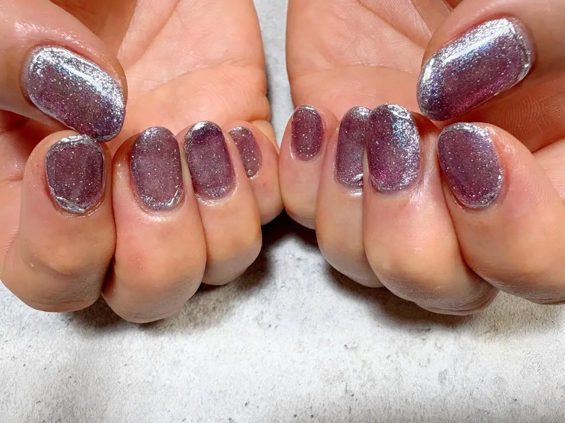 ネイル フラッシュネイル マグネットネイル ミラーネイル シルバー gypso.267 🌷SETO🌷のネイルデザイン