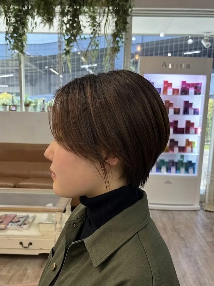 ショート カラー ショートボブ 丸みショート イルミナカラー ボブ くびれヘア Ai   まとまる 縮毛矯正/ショートのヘアスタイル
