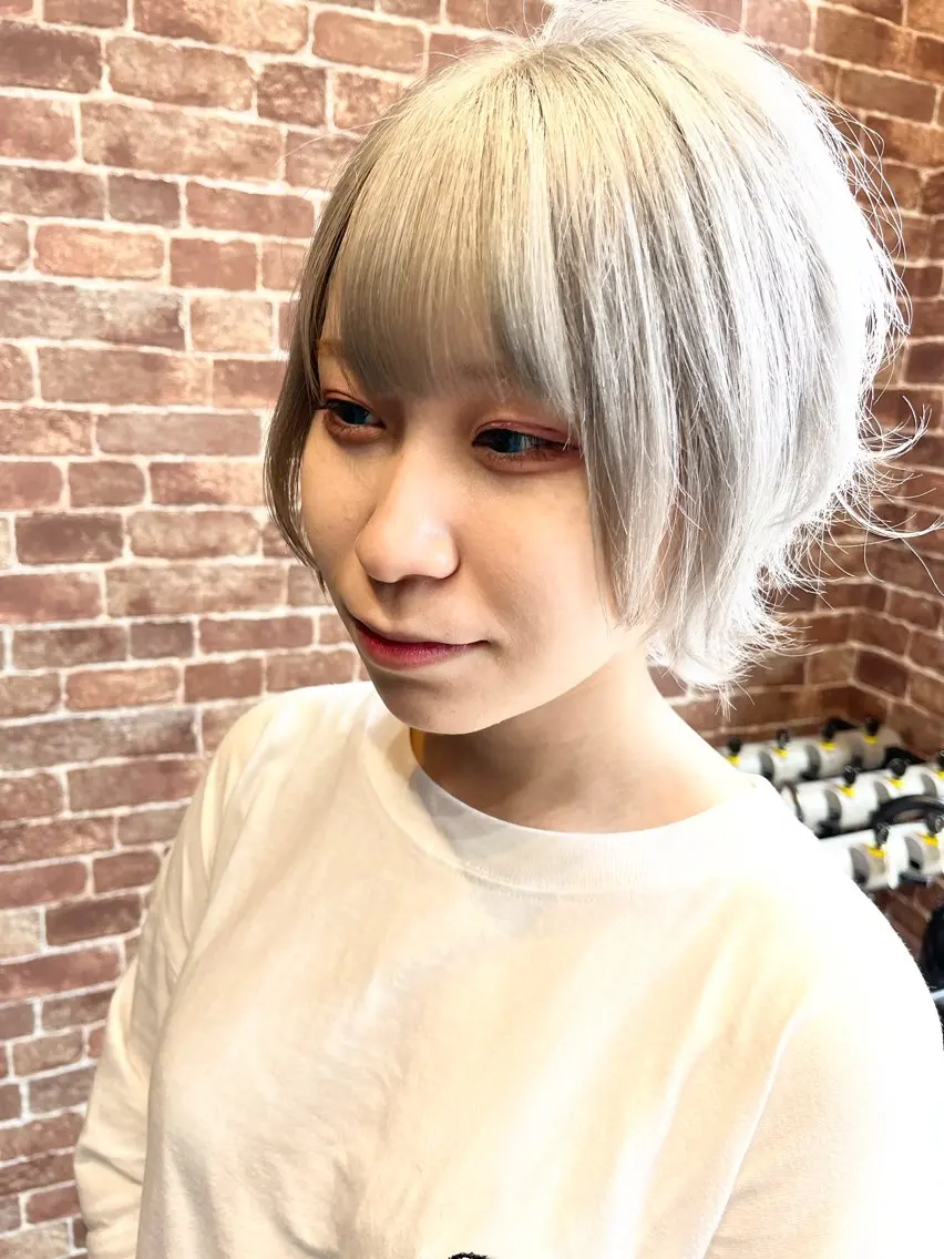 ショート カラー パーマ 久木原 ゆりのヘアスタイル