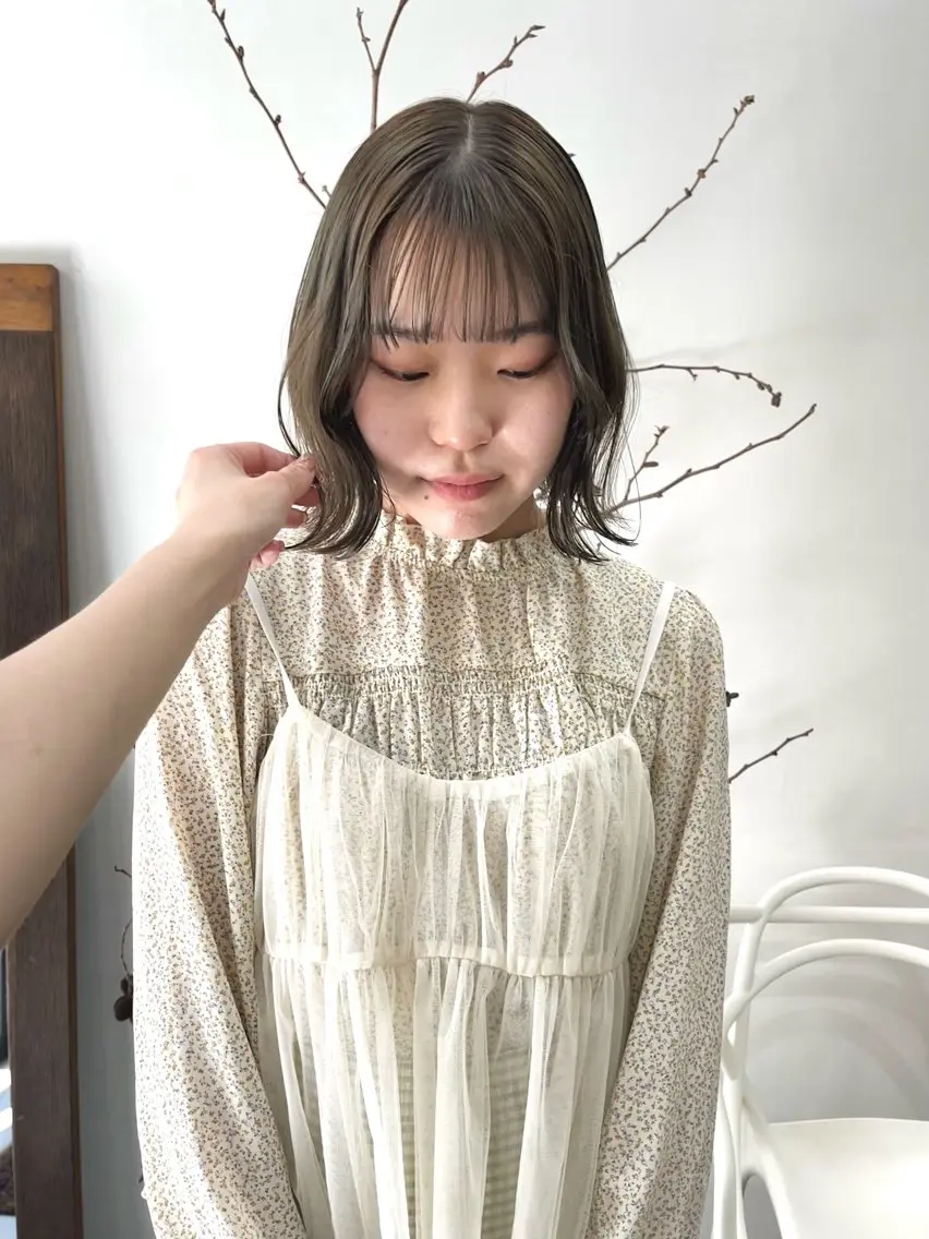 ショート カラー ヘアアレンジ ブリーチ ダブルカラー ブリーチなしカラー ボブ ena/ブリーチなし 透明感・レイヤー🎀のヘアスタイル