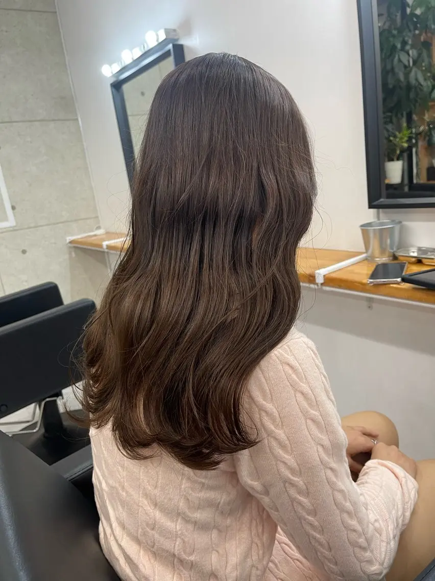 ロング カラー ブリーチ ブラウンカラー ケアブリーチ デザインカラー ダブルカラー TATSUブリーチ/ ミルクティーベージュのヘアスタイル