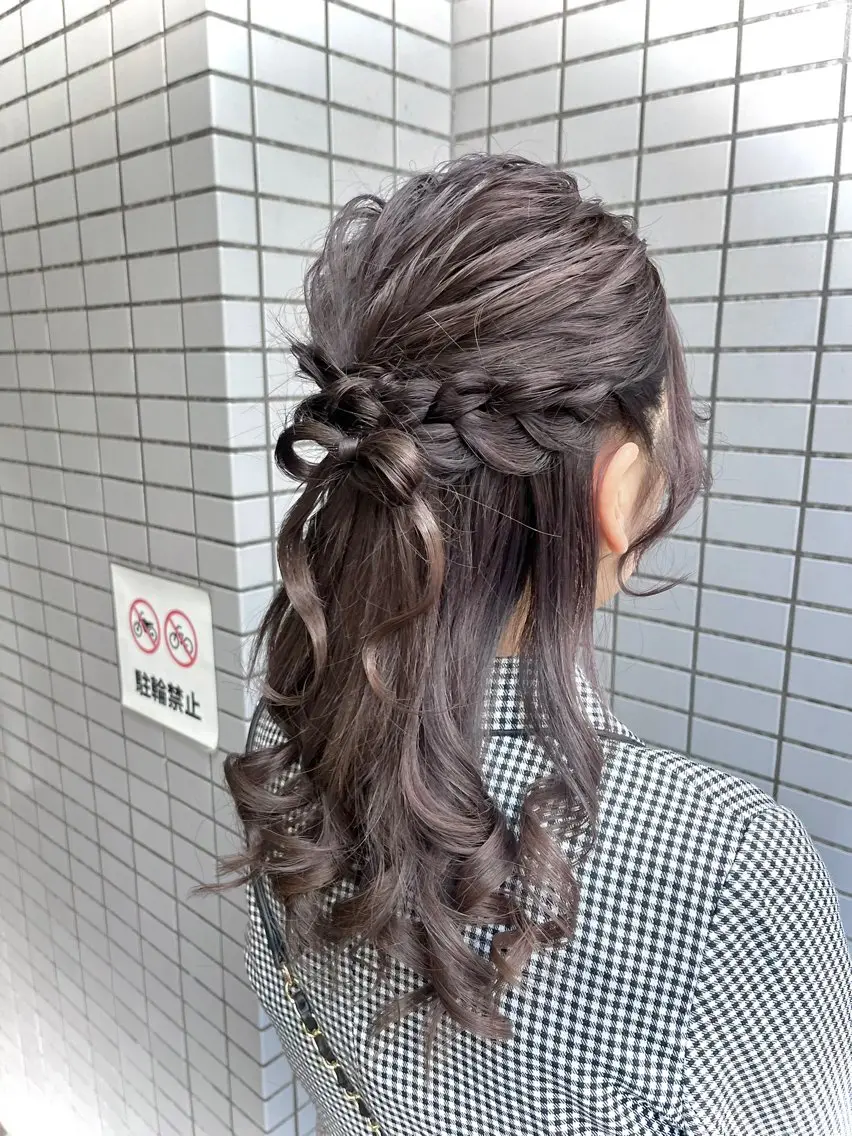 ヘアアレンジ ハーフアップ 結婚式・ブライダル 推し活/パーティヘア ⭐️今田 水風🐰のヘアスタイル