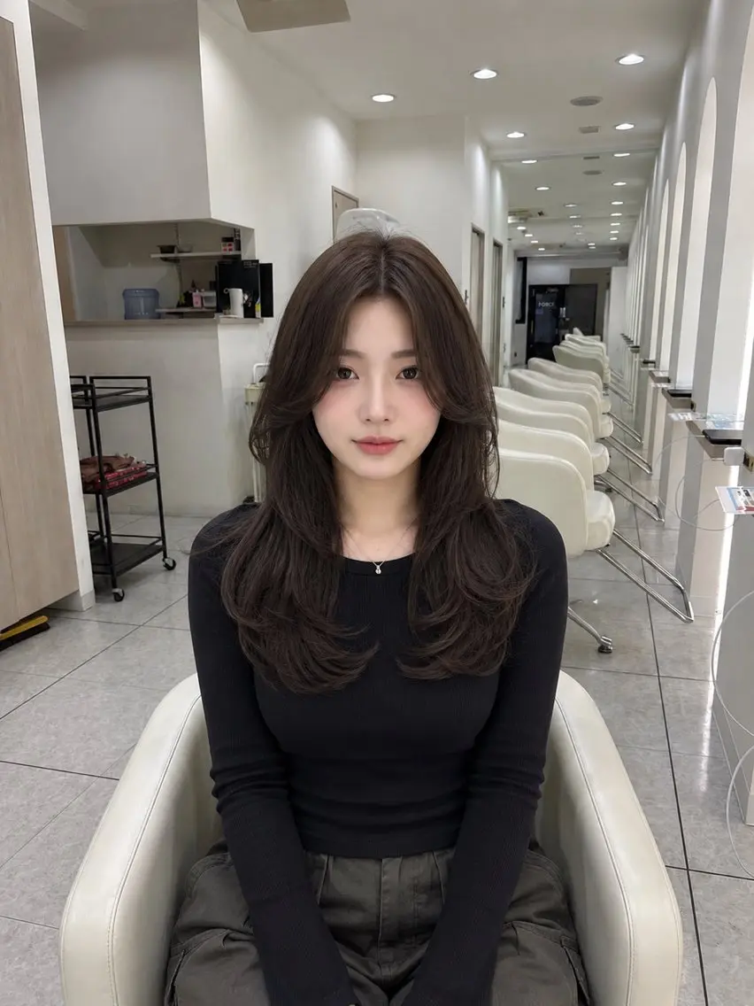 ロング ロングレイヤー レイヤーカット ロング カット FORCE 青木明日翔のヘアスタイル