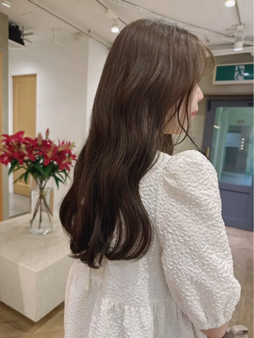 ロング カラー カット ヘアカラー レイヤーカット🍏 オリーブ/ののかのヘアスタイル