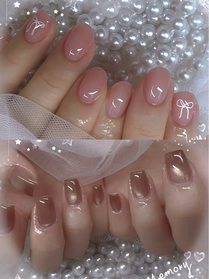 ネイル チークネイル フレンチネイル ガーリー ガラスフレンチ グラデーション ハンドネイル ハンドケア Chill Nailsalonのネイルデザイン