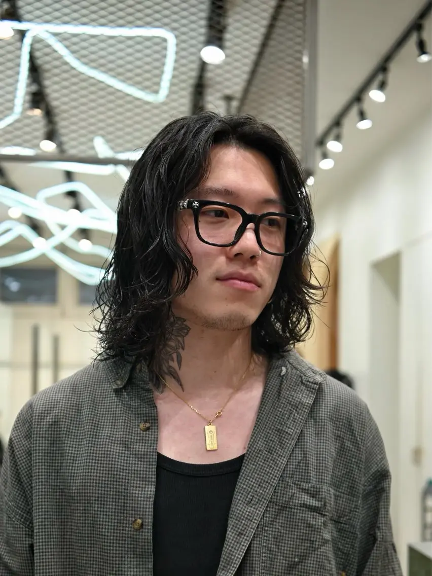 ミディアム パーマ メンズ カット パーマ fifth 菅崎愛斗のヘアスタイル