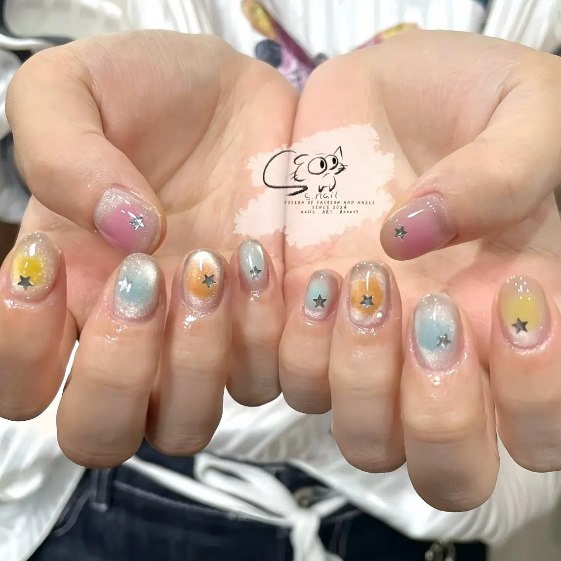 ネイル フレンチネイル ジェルネイル キラキラネイル ラメ(グリッター) マグネットネイル S.nail _のネイルデザイン