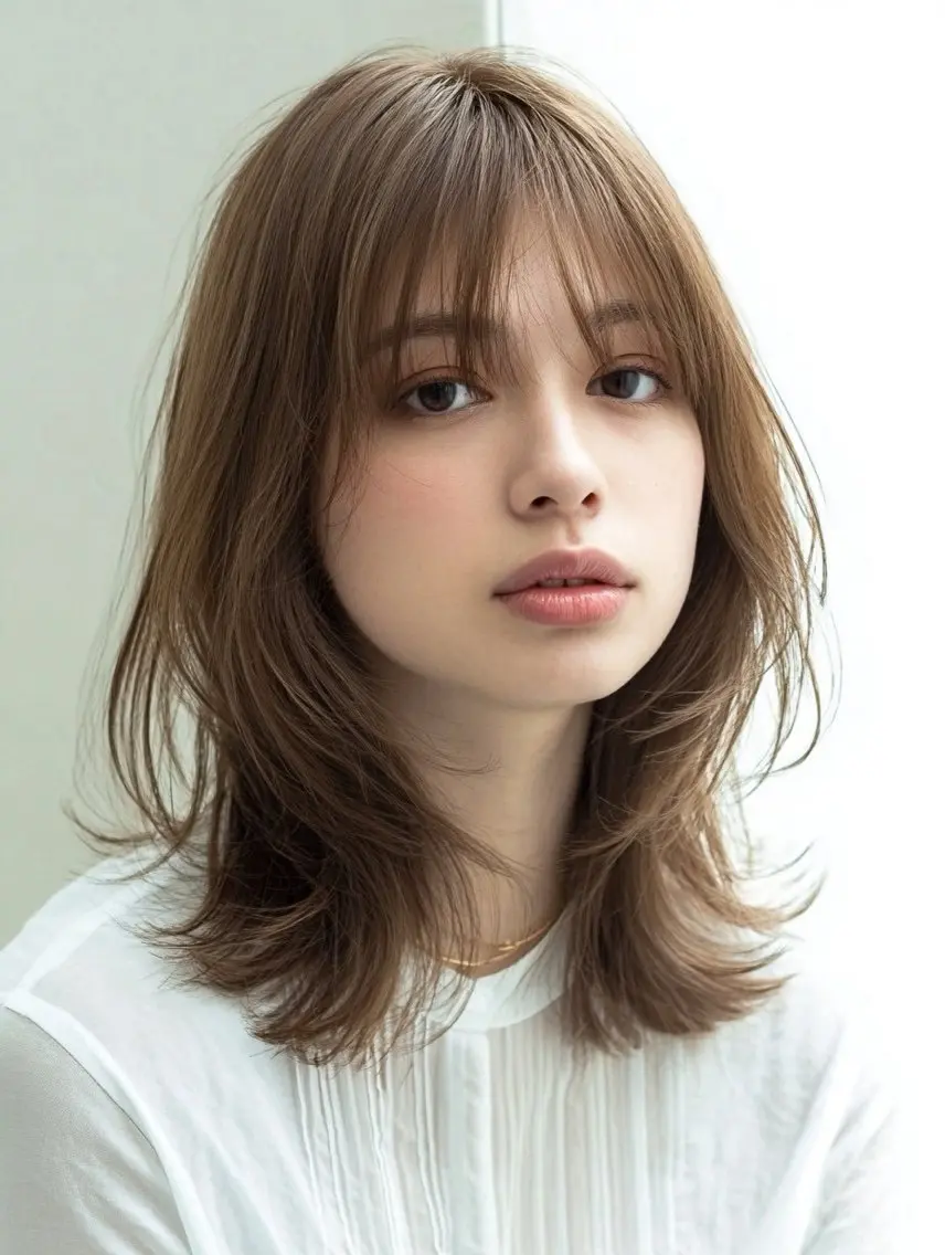セミロング カラー ヘアカラー 韓国×艶ハイトーンが かわいい✨️リオ🍒のヘアスタイル