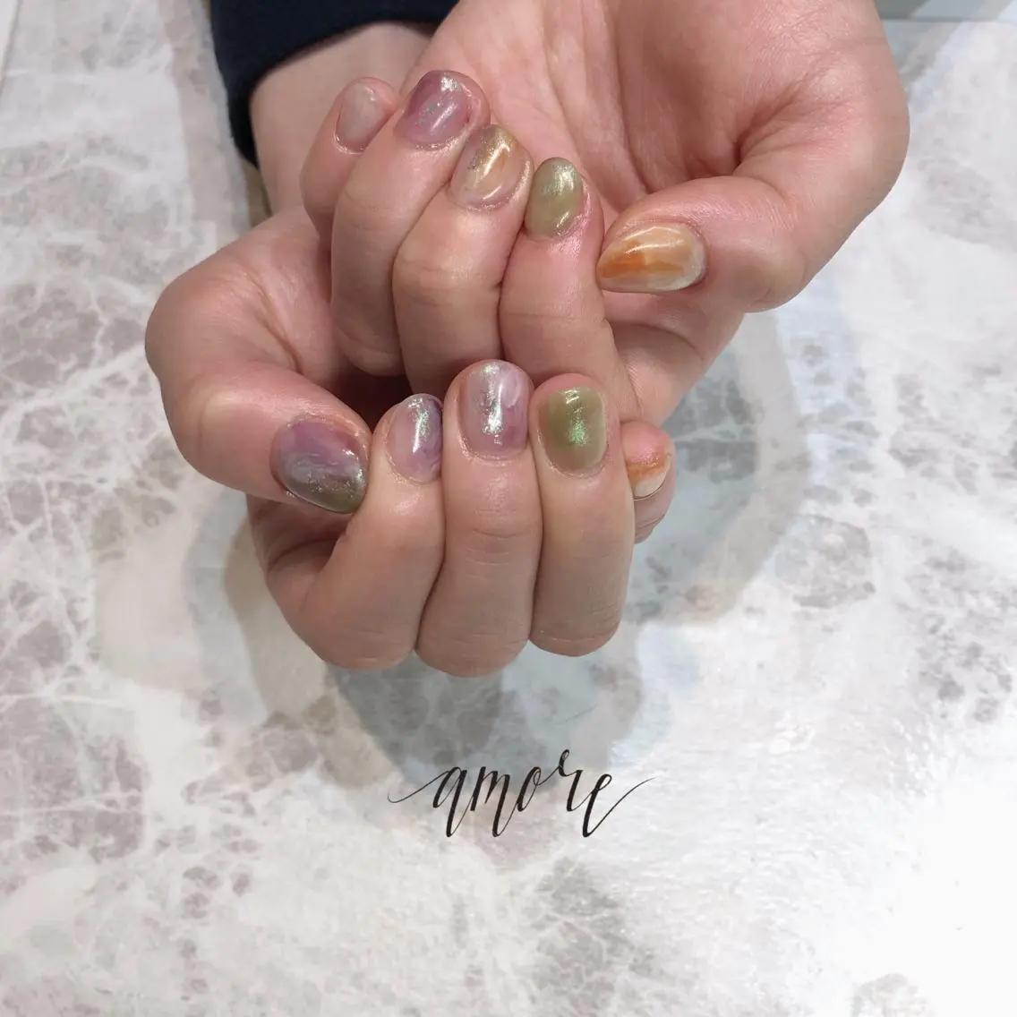 ネイル ジェルネイル ミラーネイル ニュアンスネイル You kyehwaのネイルデザイン