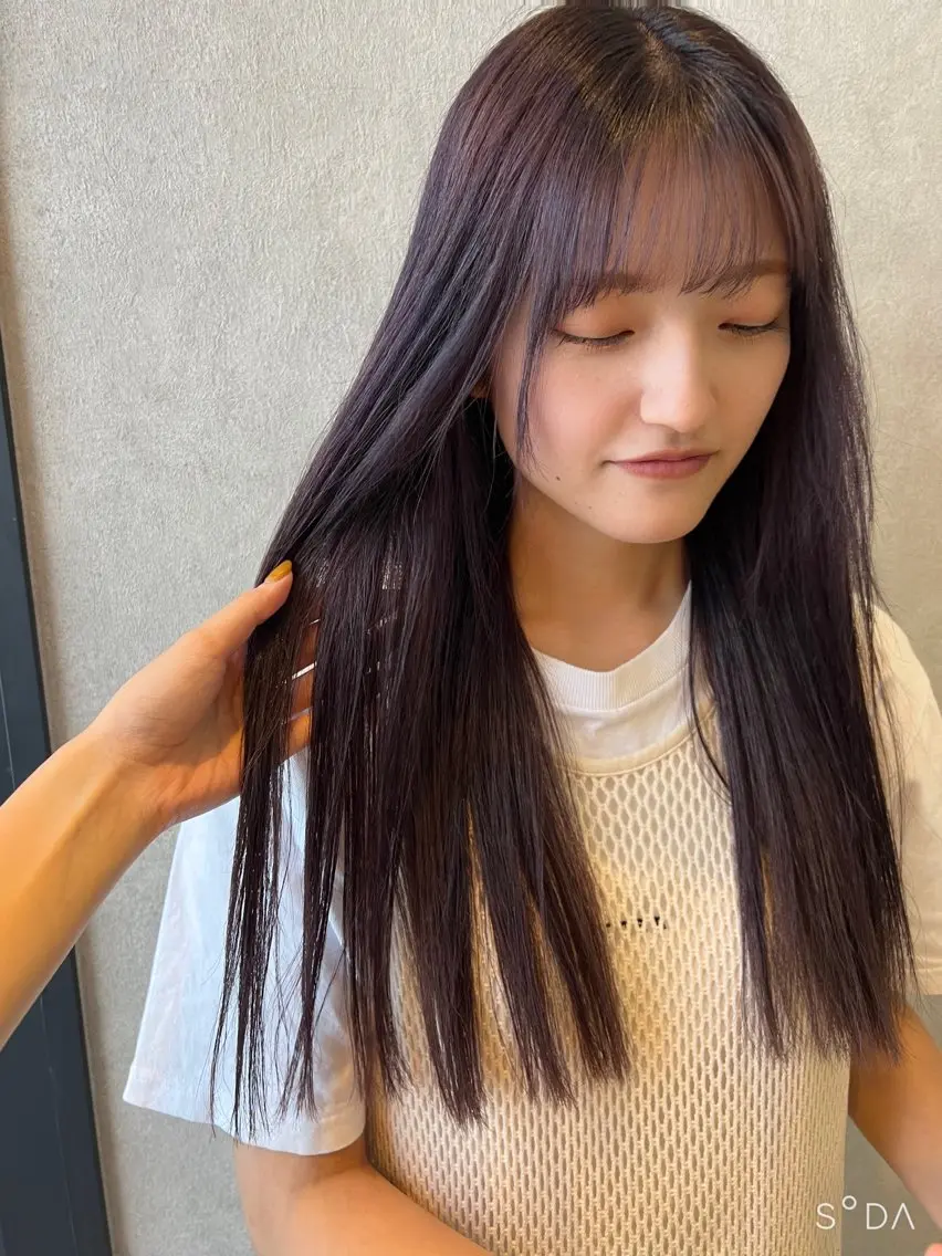 ロング カラー ブリーチ パープルカラー 🎀zina/韓国 🎀amiのヘアスタイル