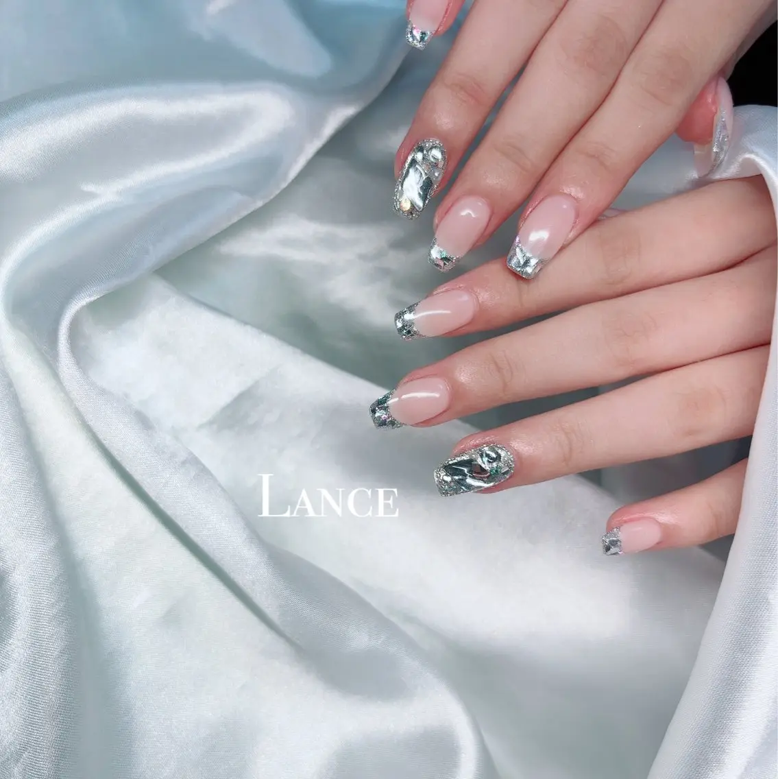 ネイル オーロラネイル フットネイル フレンチネイル ハート キラキラネイル Lance nailのネイルデザイン