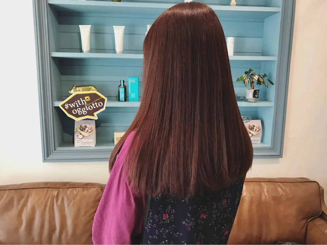 ロング カラー オレンジ ピンクカラー オリーブ透明感カラー 表参道/MIKUのヘアスタイル