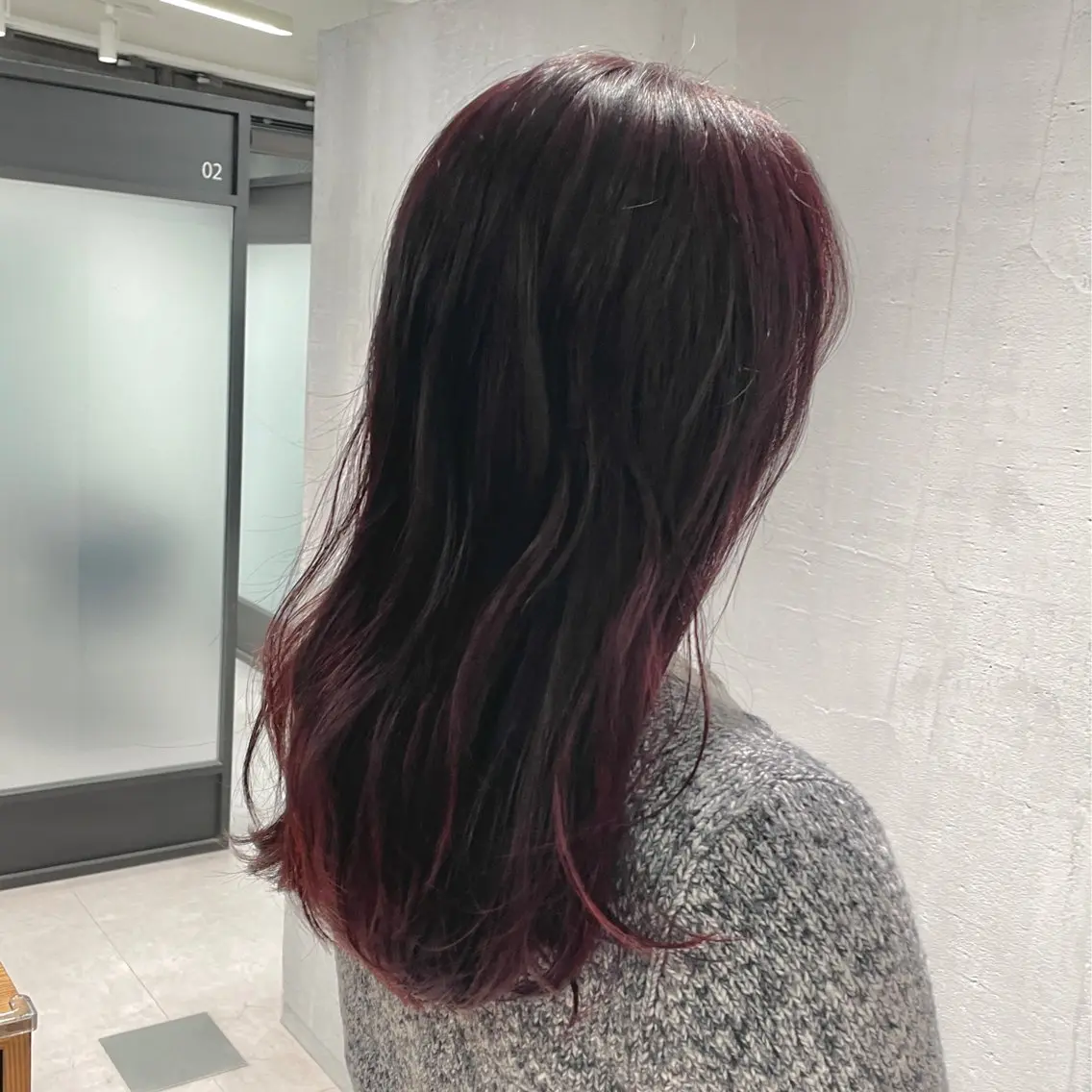 ロング カラー ボルドーカラー ハイライトカラー レッドカラー ハイライト カット ヘアカラー matka白髪ぼかし 大人ヘア/KEIKOのヘアスタイル