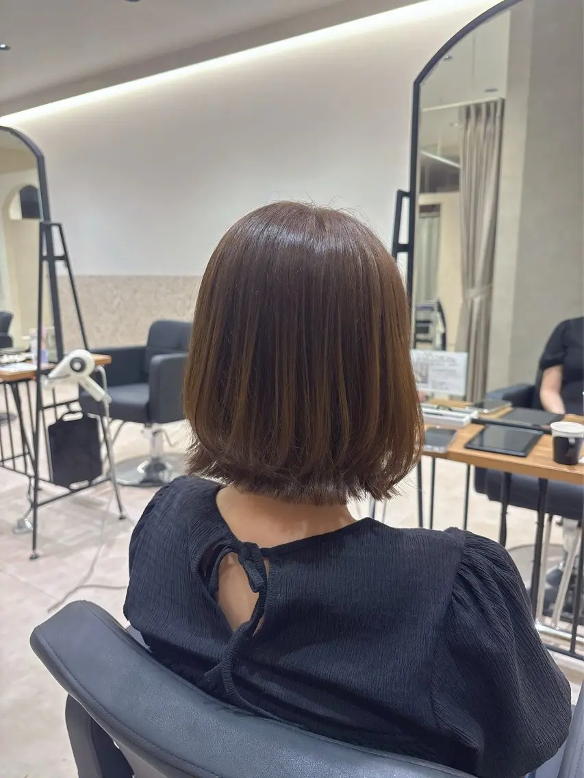 カラー オリーブカラー ボブ カット ヘアカラー 笹木 怜羅のヘアスタイル