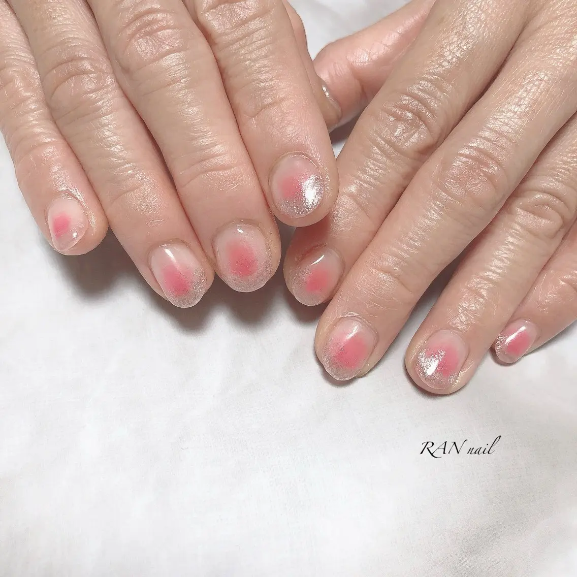 ネイル チークネイル 桜ネイル 入学式 フラワーネイル グラデーション RAN nailのネイルデザイン