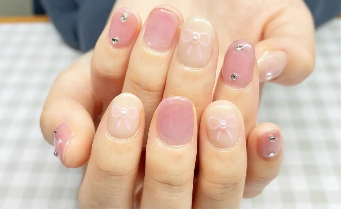 ネイル マグネットネイル リボン ハンドネイル Nail salon sowa-eのネイルデザイン