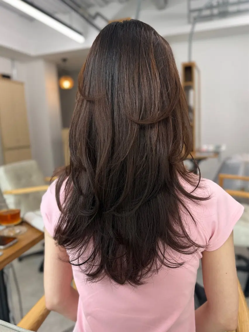 ロング レイヤーカット カット 【韓国レイヤー特化 ハッシュカット】のヘアスタイル