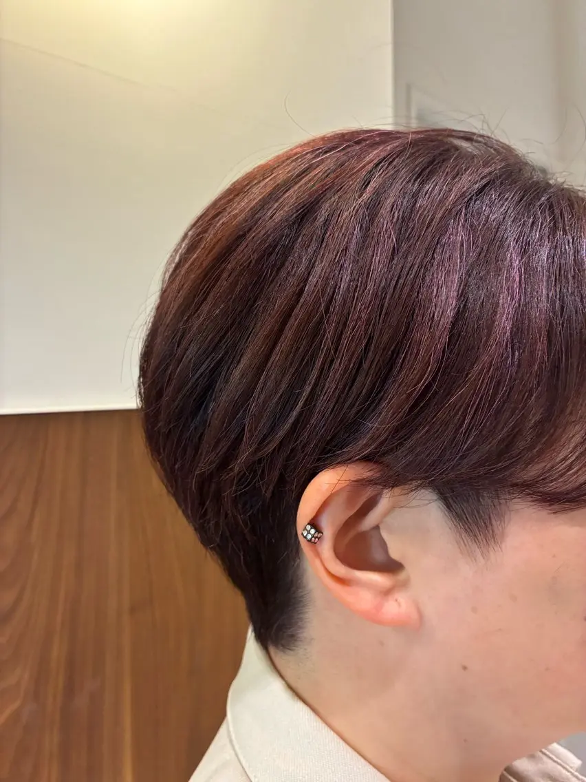 ショート カラー ブリーチ ブラウンカラー ピンクカラー ピンクブラウン ヘアカラー 🫧 みゆ🫧のヘアスタイル