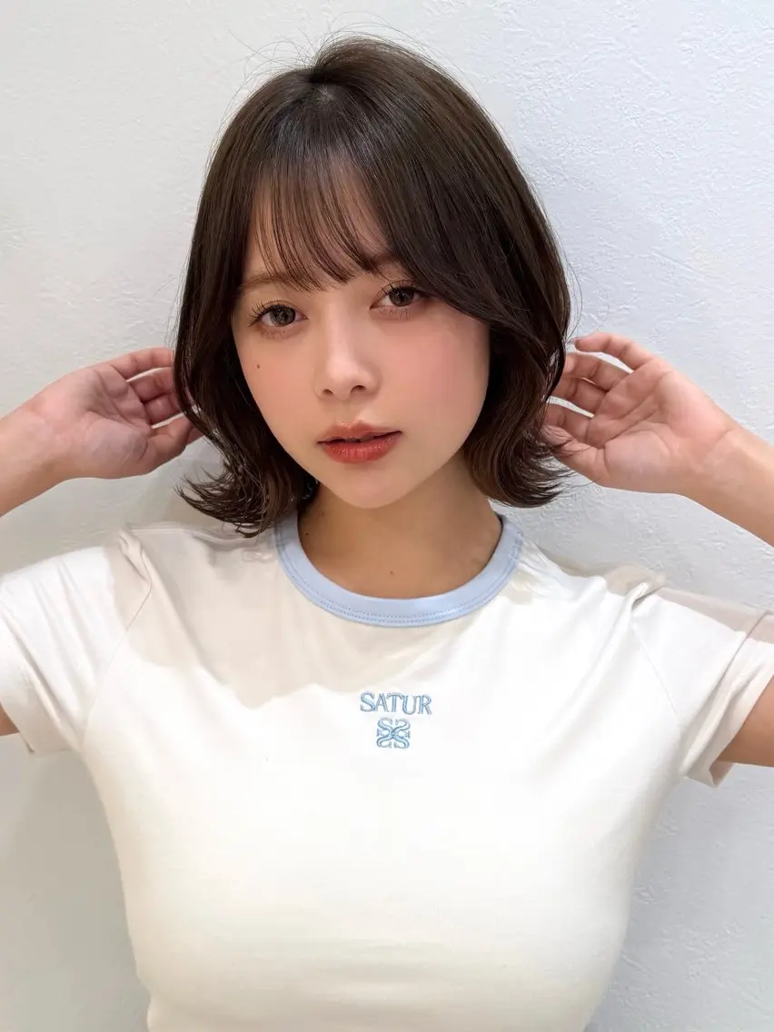 ミディアム カット ヘアカラー トリートメント 新宿/髪質改善/ボブ 韓国レイヤー大重聖斗のヘアスタイル