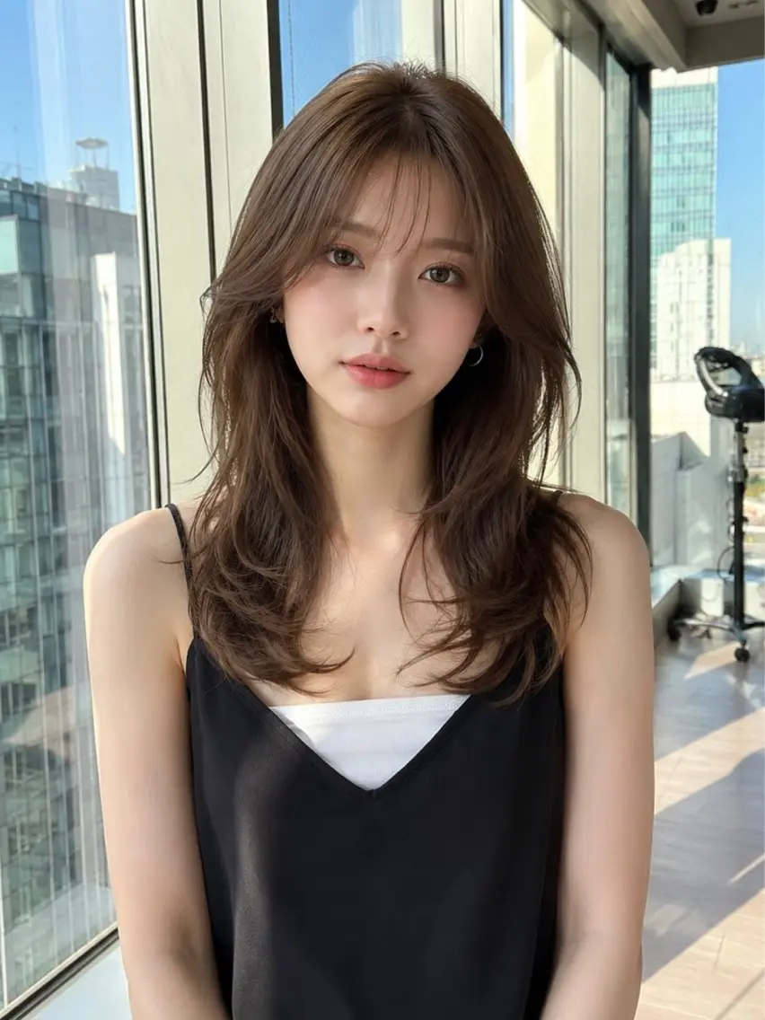 ロング カラー ロングレイヤー レイヤーカット ロング カット トリートメント ヘッドスパ SHION/銀座 まとまるカット🩵のヘアスタイル