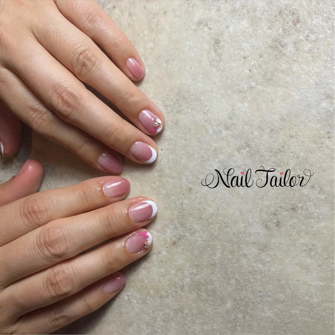 ネイル 長さ出し フレンチネイル ジェルネイル グラデーション キラキラネイル ハンドネイル NailTailor ネイルテイラーのネイルデザイン