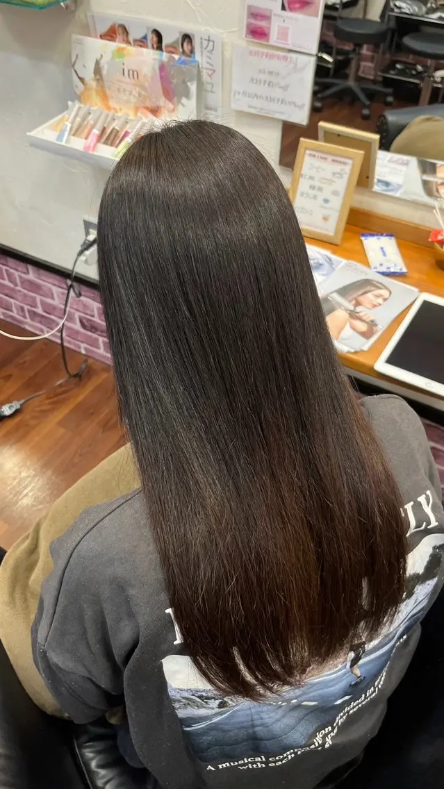 ロング 縮毛矯正 縮毛矯正 古賀 桜のヘアスタイル