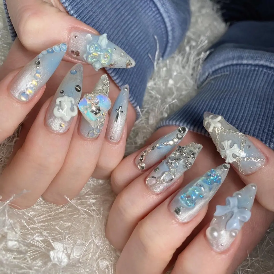 ネイル 長さ出し フレンチネイル ジェルネイル グラデーション 韓国ネイル ハンドネイル Nail&eye Belire 新宿のネイルデザイン