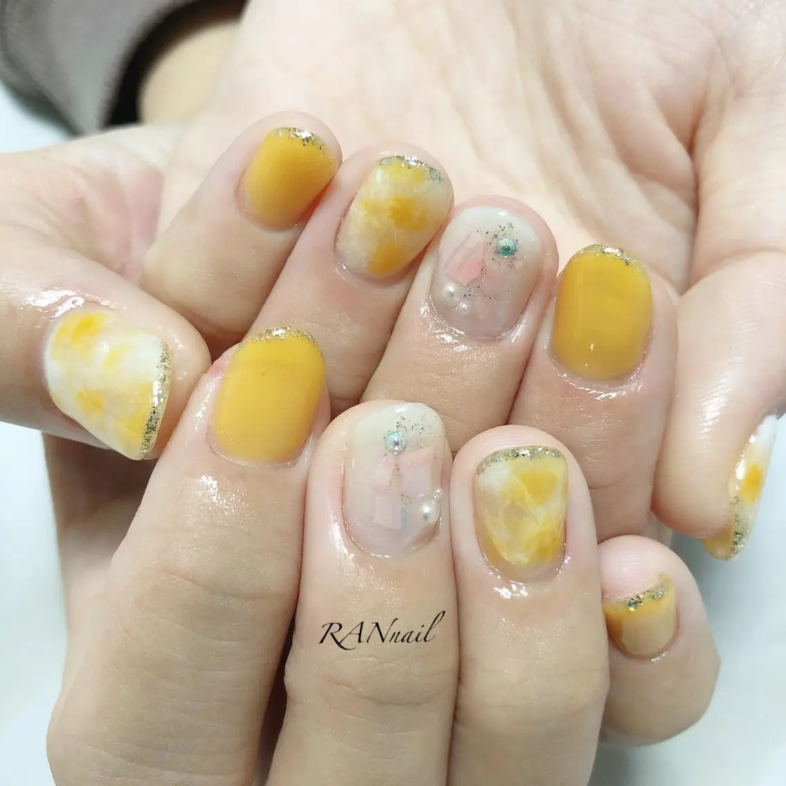 ネイル フットネイル キラキラネイル オフィスネイル 春ネイル 夏ネイル ハンドネイル フットネイル RAN nailのネイルデザイン