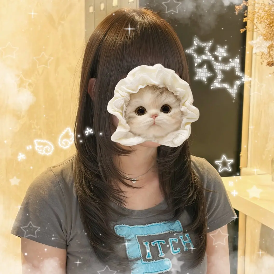 セミロング 韓国風ヘア レイヤーカット カット ヘアカラー トリートメント ふわっとレイヤー 星川🌟のヘアスタイル
