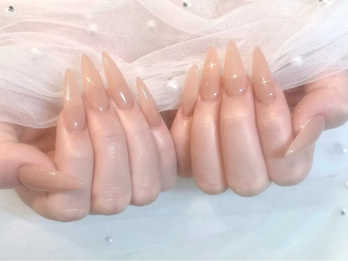 ネイル ジェルネイル ロングネイル ワンカラーネイル ピンク ピンクベージュ ハンドネイル ANDY💫 KANONのネイルデザイン