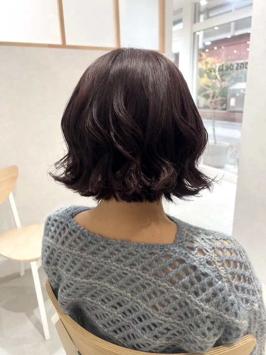 ミディアム 切りっぱなしボブ ミディアムパーマ ボブ mao🌼 bob mint colorのヘアスタイル