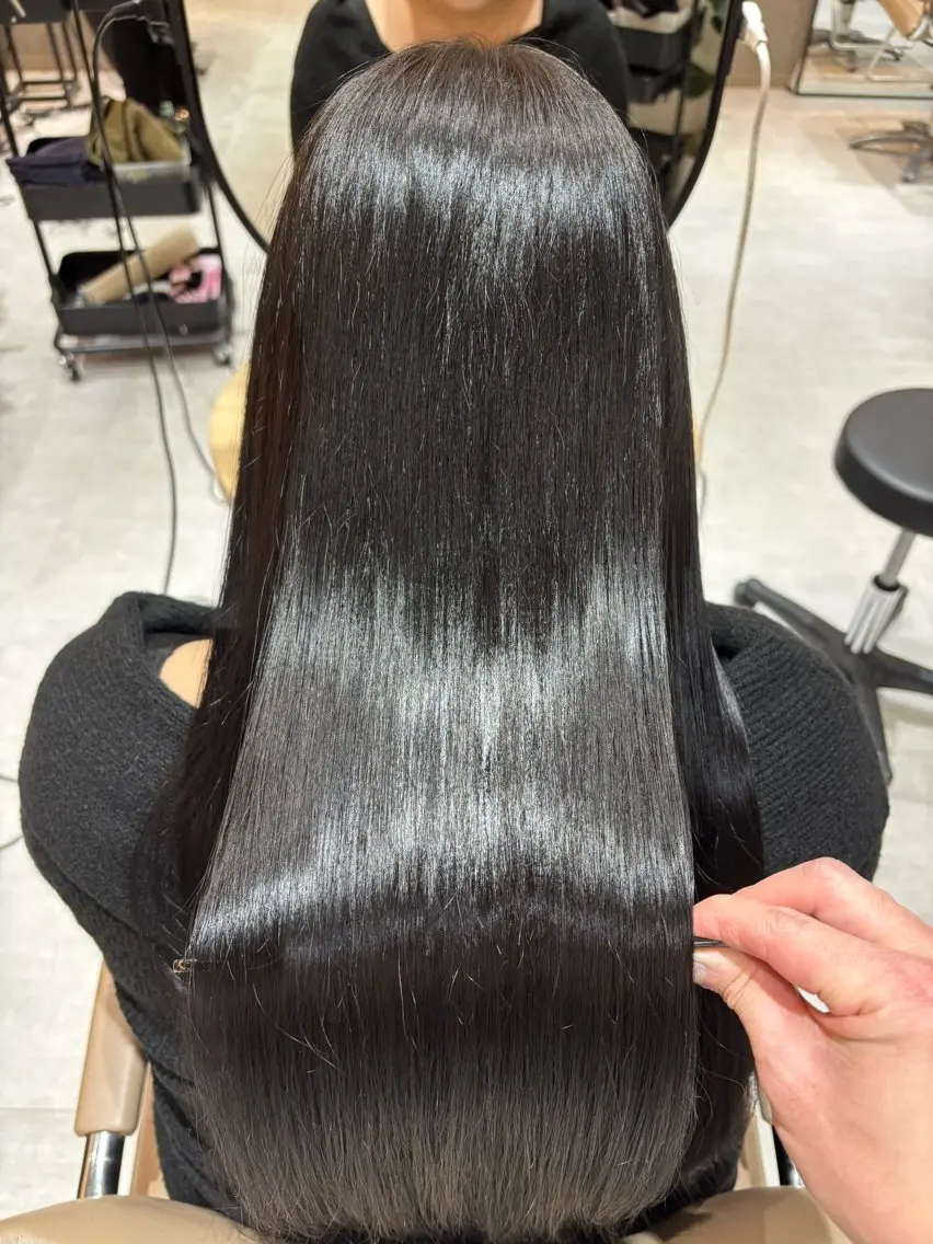 ロング 髪質改善 ヘアカラー トリートメント 京都駅/透明感カラー /髪質改善/岩崎拓郎のヘアスタイル