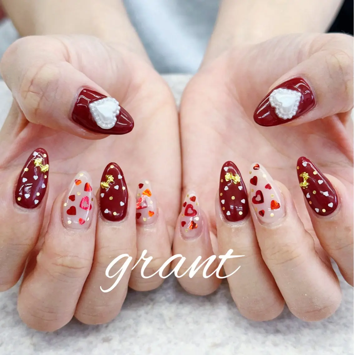 ネイル ハート ハンドネイル nailsalon grantのネイルデザイン