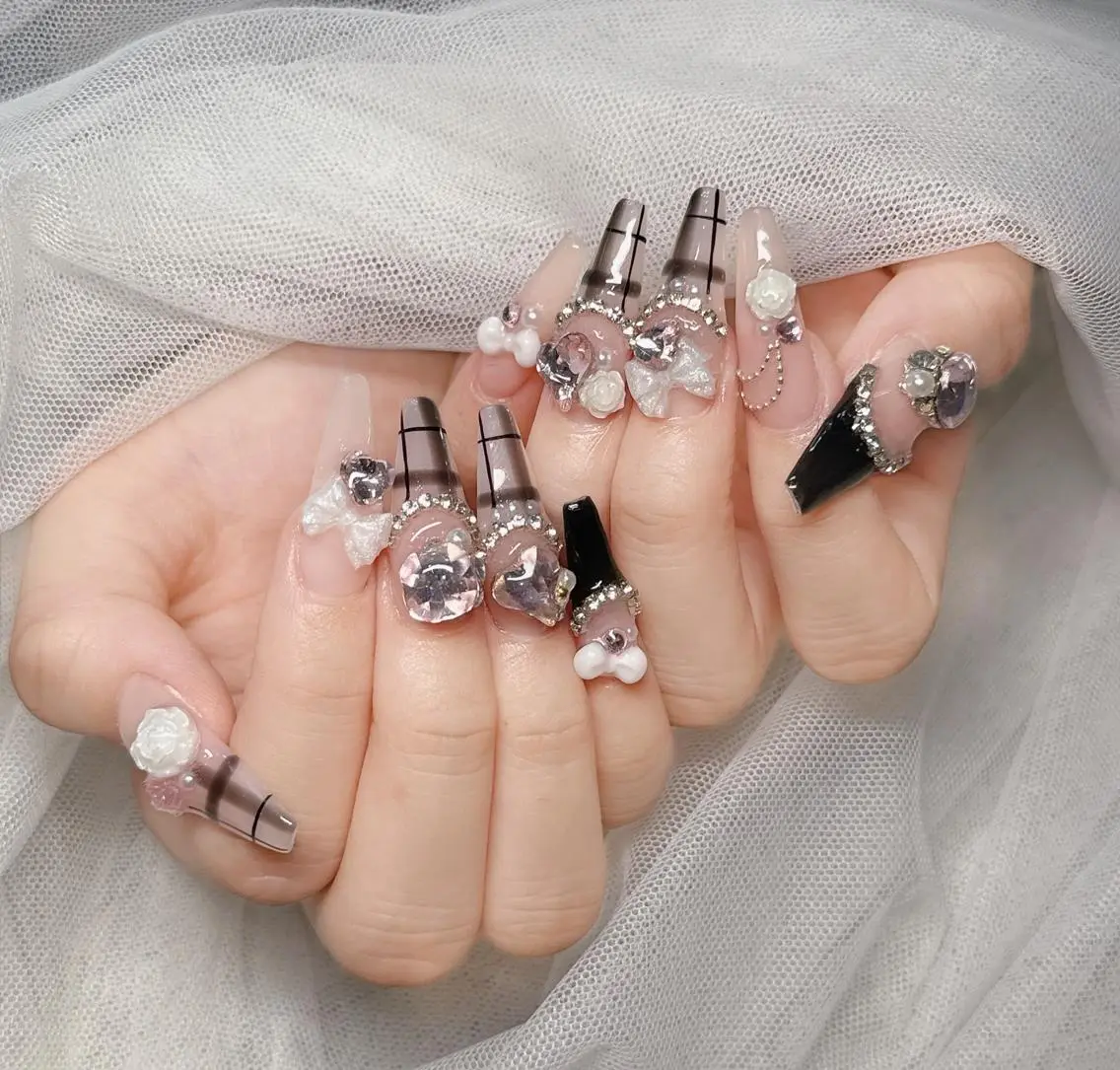 ロング カラー グラデーションカラー 韓国風ヘア ハンドネイル hiro koのネイルデザイン