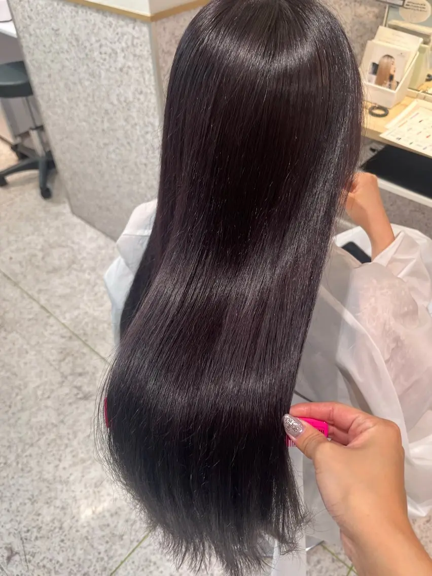 ロング カラー ブリーチ カシス ダブルカラー ラベンダーカラー ブリーチなしカラー ヘアカラー 髪質改善&艶カラー/ ほんだあみ (♡)のヘアスタイル