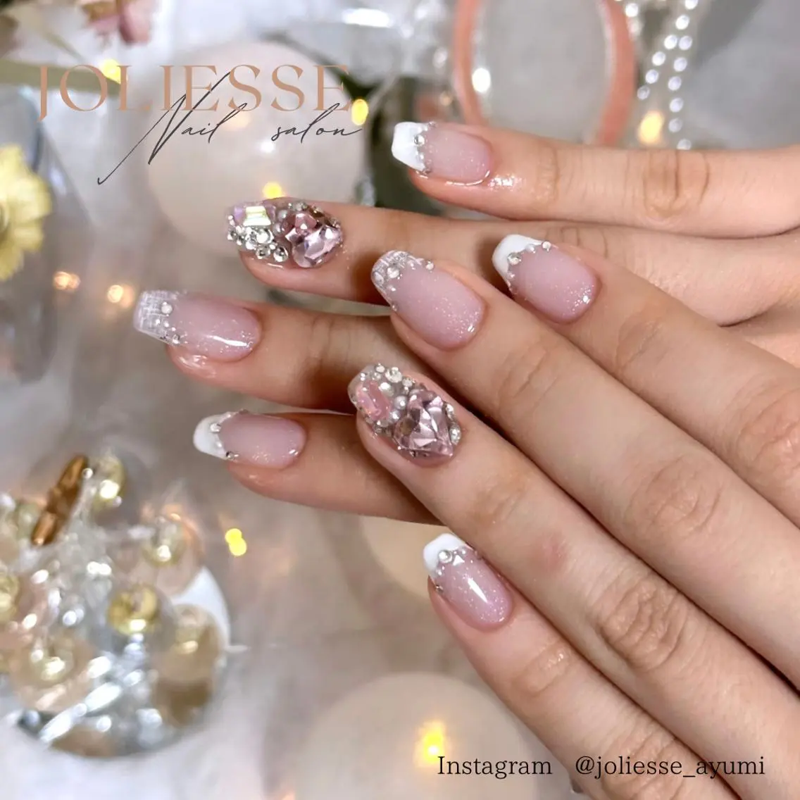 ネイル フレンチネイル 冬ネイル ハンドネイル JOLIESSE Ayumiのネイルデザイン