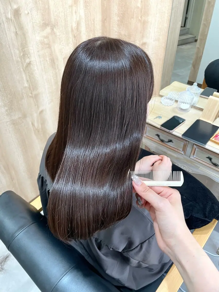 セミロング カラー カット ヘアカラー 縮毛矯正 トリートメント 髪質改善🌱透明感 カラー/MINAMIのヘアスタイル