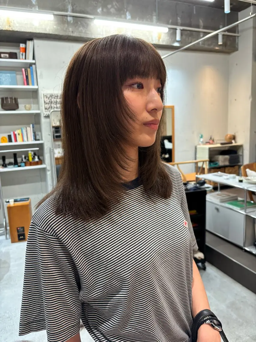 ミディアム カラー カット ヘアカラー 永田 愛莉のヘアスタイル