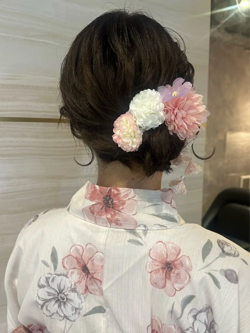 ミディアム ヘアアレンジ 浴衣 Hina🐣 elubylovisのヘアスタイル