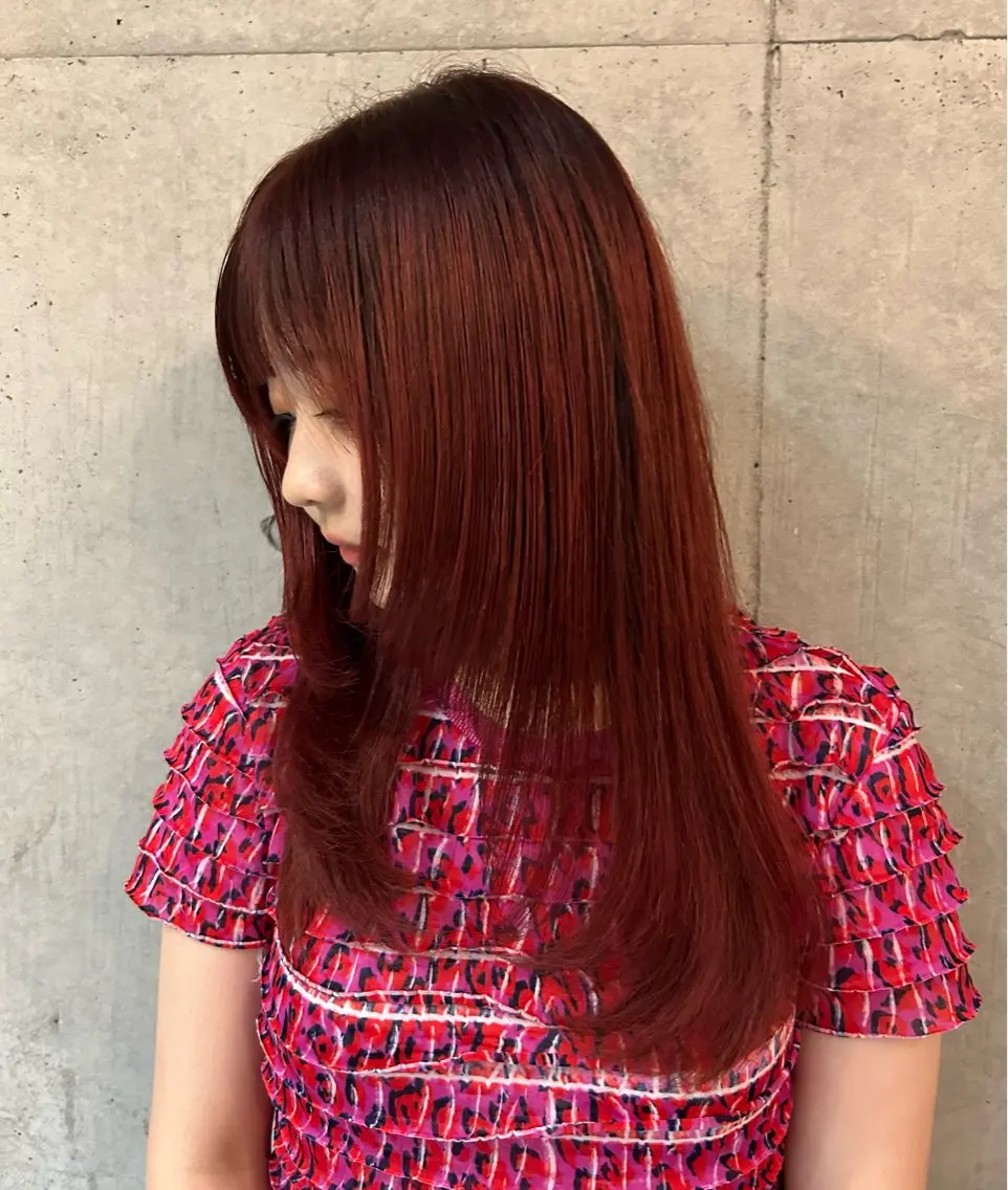 ロング カラー ブリーチ ブリーチなしカラー レイヤーカット 韓国ボブ/レイヤー ボブ/ EMIRIのヘアスタイル