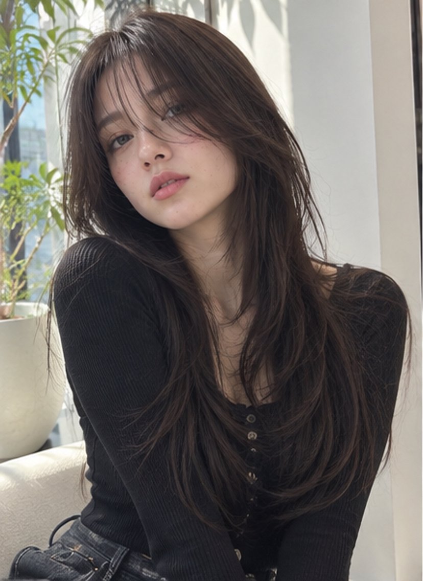 ロング カラー ロングレイヤー 顔まわりレイヤー 韓国風ヘア レイヤーカット ロング カット ヘアカラー トリートメント 銀座/ハイレイヤー/ 艶髪カラー/田中颯士のヘアスタイル
