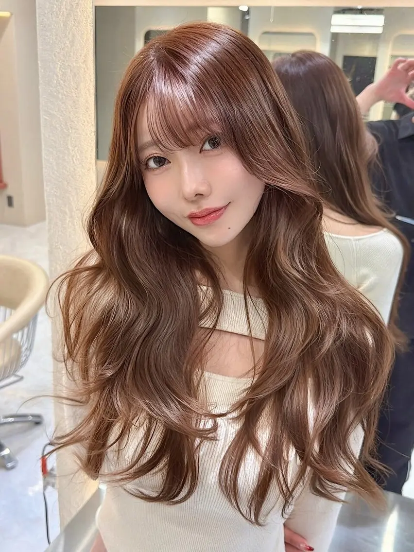 ミディアム カラー ヘアカラー トリートメント ✨美髪矯正×髪質改善 🍎カイト🍎渋谷のヘアスタイル