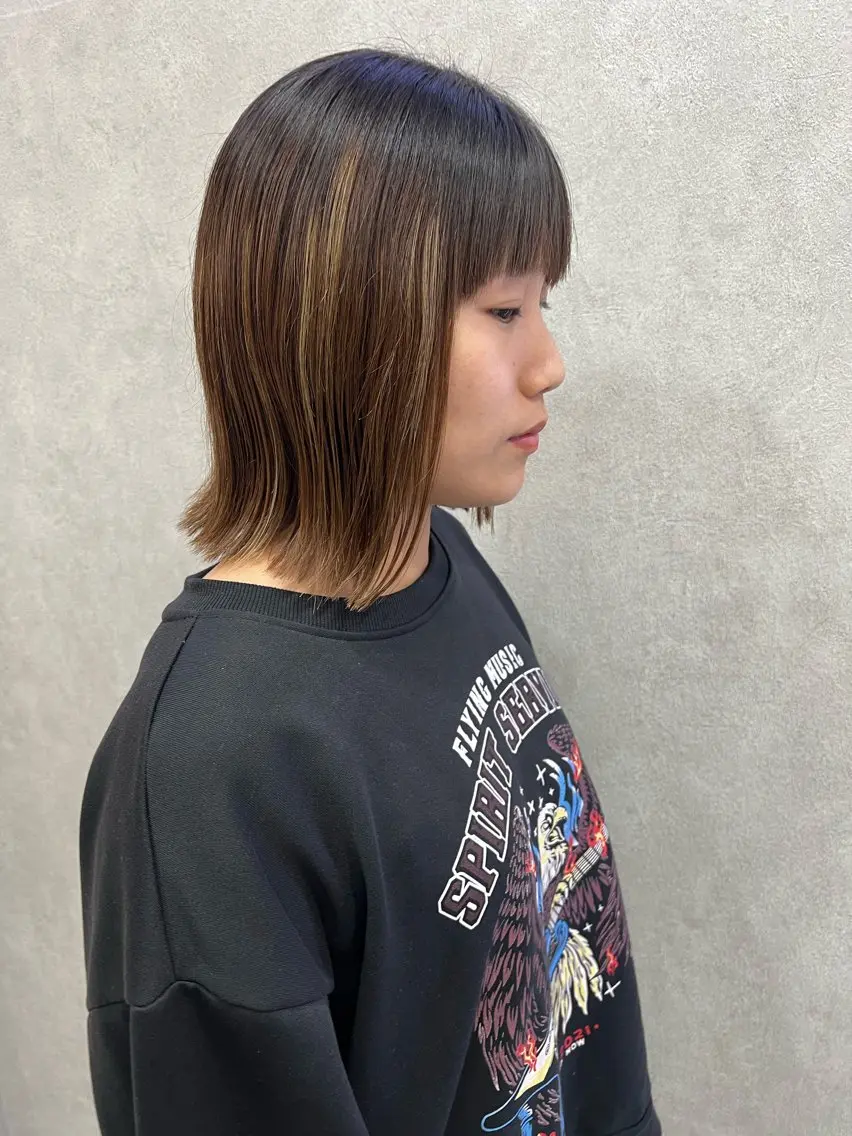 ミディアム ボブ 外ハネヘア 🐝Haney .haruka🐝のヘアスタイル