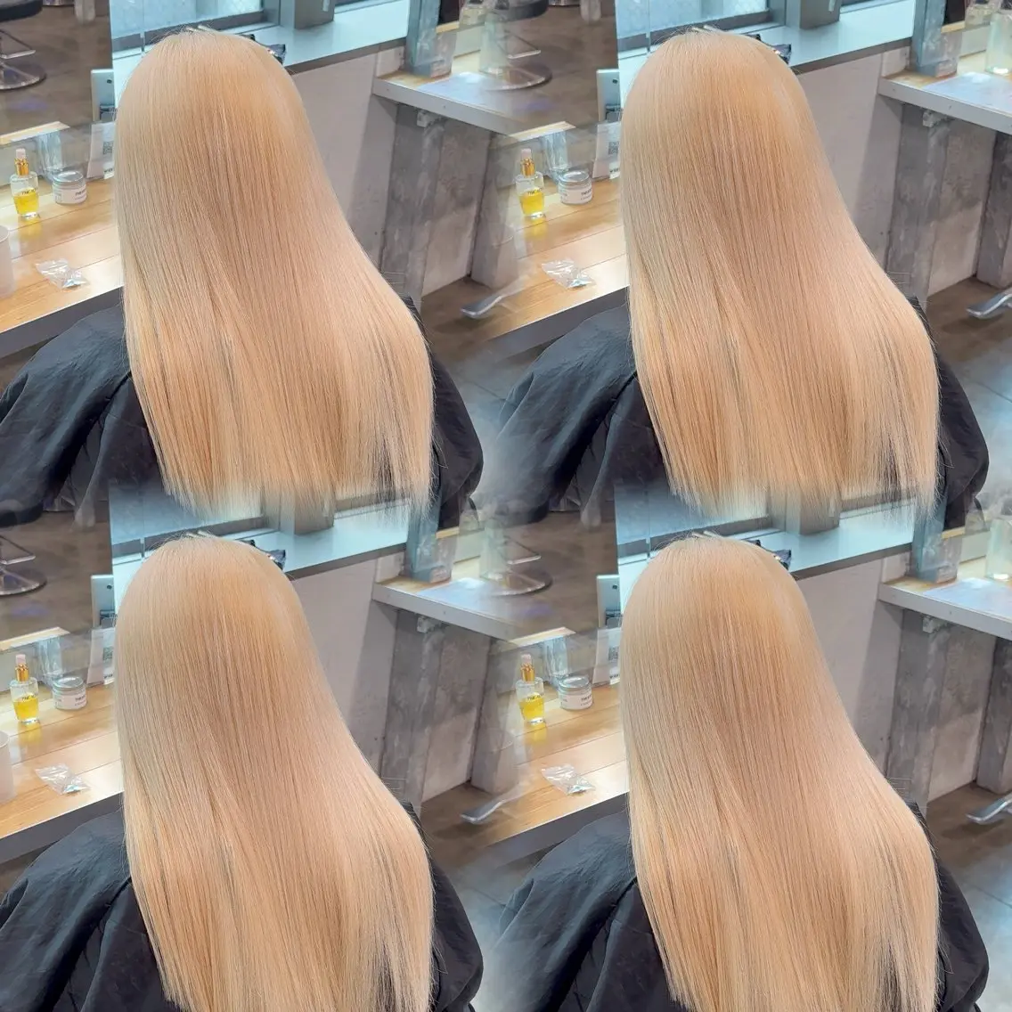 ロング カラー ヘアカラー トリートメント 透明感ベージュ/ レイヤー縮毛矯正のヘアスタイル