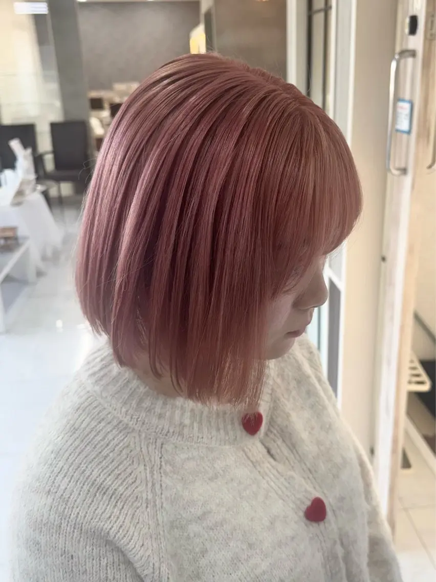 ミディアム カラー ベージュカラー ブリーチ ケアブリーチ ピンクカラー ピンクベージュ グランデュール焼津 SEIRYU🐉のヘアスタイル