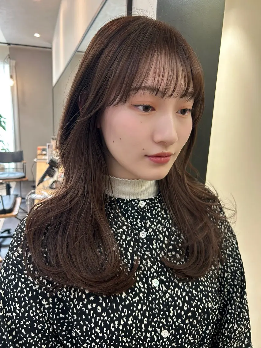 ロング カラー ブラウンカラー 韓国風ヘア ロング hubhair レイヤー/透明感のヘアスタイル